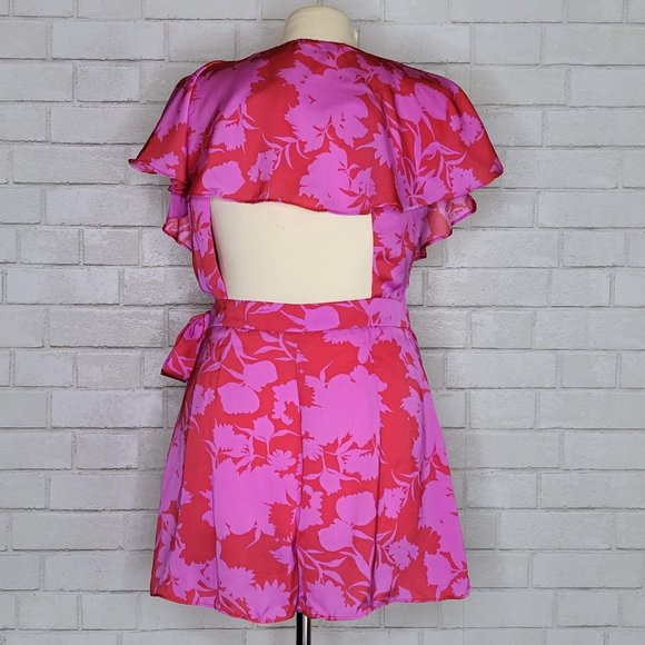 Pants Store Wrap Open Back Shorts Ruffle Flutter Romper 18540QYC - Picture 2 of 4